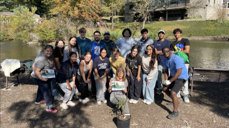 A group of students posing outside